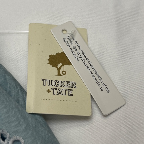 NWT Tucker & Tate Girls Sz. 8 Distressed, Light Blue, Tiered Denim Fabric Top. - Picture 8 of 12